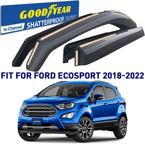 Vista 2 de Goodyear - Deflectores de ventana de canal irrompibles para Ford EcoSport 2018-2022, protectores para la lluvia, viseras para la ventana del auto