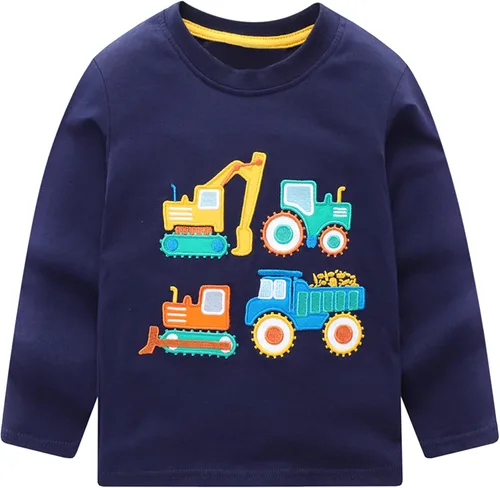 Vista 8 de Frogwill - Remera con diseño de excavadora de manga larga para niños de 2 a 7 años de edad Paquete de 2 Negro