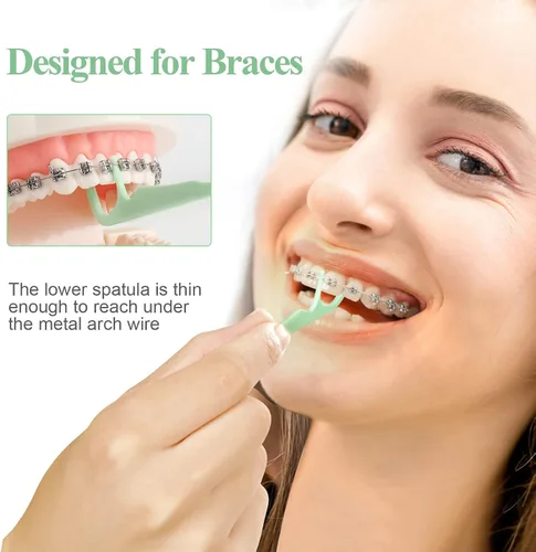 Vista 3 de 500 hilos dentales de ortodoncia para aparatos ortopédicos con dispensador de hilo dental, irrigadores dentales para adultos y niños, púas de hilo