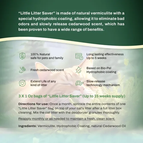 Vista 8 de Little Litter Saver Una nueva generación de desodorante de caja de arena para gatos Fórmula única para liberación lenta Aroma fresco natural