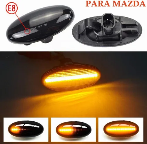 Vista 2 de Para-Mazda 2 para Mazda 3 5 6 BT-50 MPV 2 piezas LED dinámica señal de giro lateral luz intermitente secuencial luz intermitente (amarillo)
