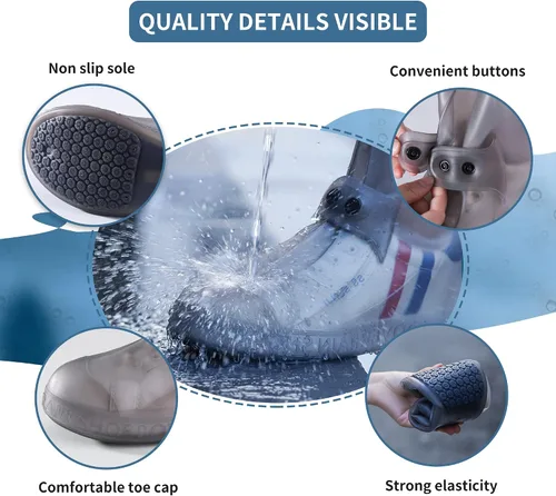 Vista 3 de SooGree Fundas impermeables para botas de lluvia, protectores de silicona para zapatos, control de arena, antideslizantes, plegables, reutilizables