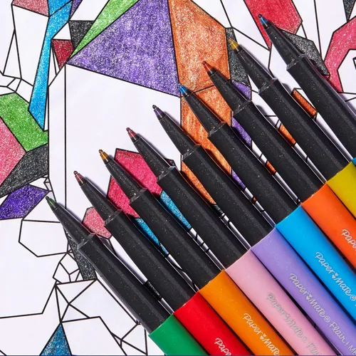 Vista 8 de Paper Mate Flair - Bolígrafos metálicos de punta de fieltro, colección City Lights, colores surtidos brillantes, tinta premium, 8