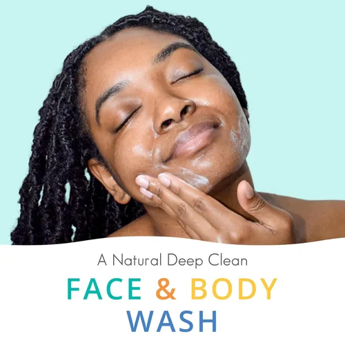 Vista 3 de Almond Clear Jabón facial y corporal Cuidado de la piel para la piel propensa al acné y a la foliculitis – Suave gel facial y corporal, limpiador