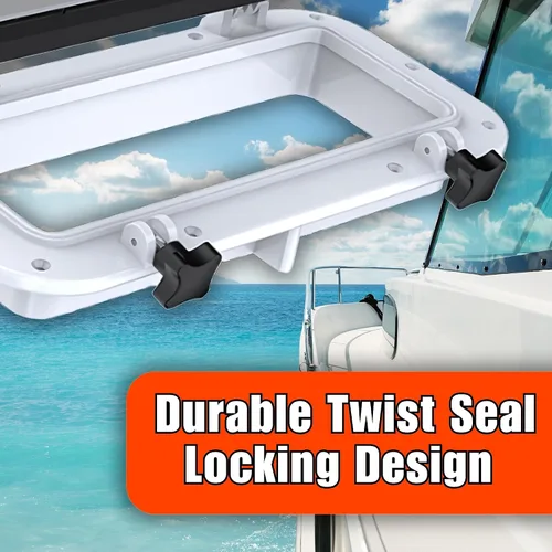Vista 7 de SEAFLO Ventana rectangular para ojo de buey con plástico ABS y vidrio tintado, 16 x 8 pulgadas (blanco)