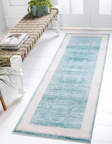 Vista 37 de Unique Loom Uptown Collection - Alfombra Yorkville (2 pies 2 pulgadas x 6 pies, color azul marino/marfil)