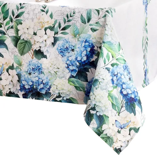 Vista 8 de Threadmade Hydrangea Bloom - Mantel floral de doble borde, multicolor, 70 pulgadas de ancho x 70 pulgadas de largo, redondo