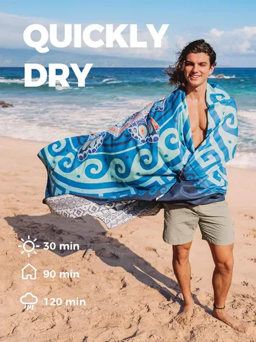 Vista 5 de Ocoopa - Toalla de playa de microfibra de secado rápido, extragrande, 63 x 31 pulgadas, que repele la arena y superligera, para piscina, campamento