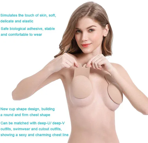Vista 5 de 3 Pairs Invisible Adhesive Bra Anti-Penetration Point Adhesive BraBreast Lift Tape Push Up Strapless Nipple Covers