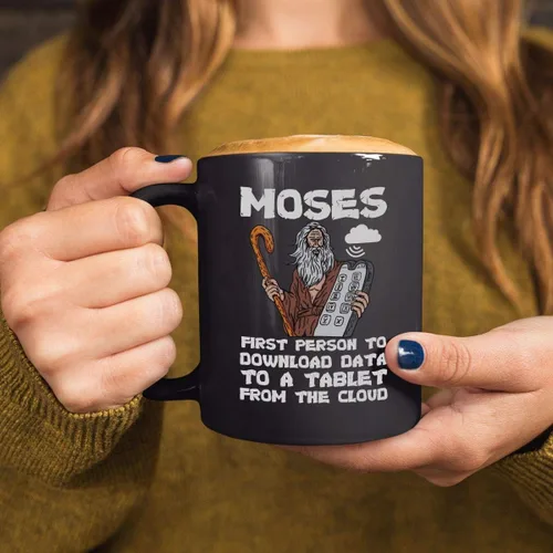 Vista 5 de Funny Christian Cup - Moisés primera persona para descargar - 11oz café negro taza de té