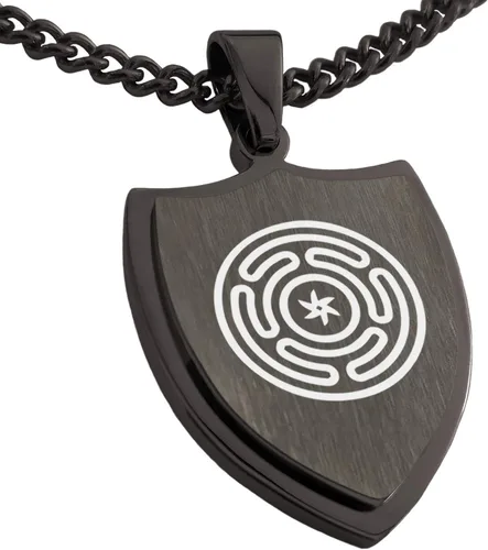 Vista 27 de Collar con colgante de escudo de dioses griegos de acero inoxidable