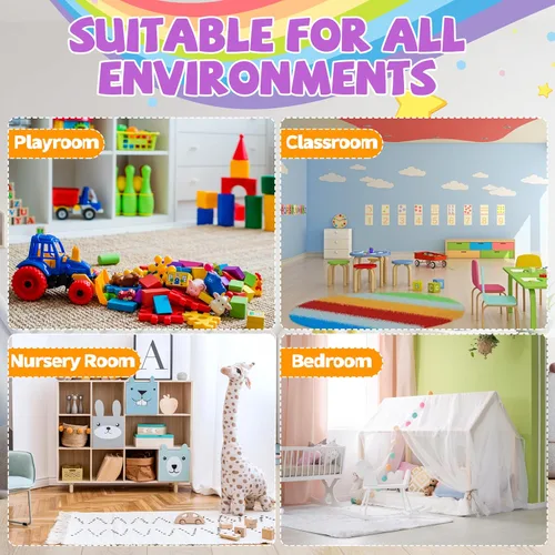 Vista 6 de Organizador de almacenamiento de juguetes para niños de 4 niveles con 14 cubos de juguetes extraíbles, compacto, estilo bohemio, organizador