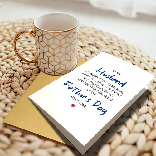 Vista 6 de Chenive Tarjeta del día del padre para marido de esposa, romántica tarjeta feliz del día del padre para él, cuánto amas a nuestra familia y cuida