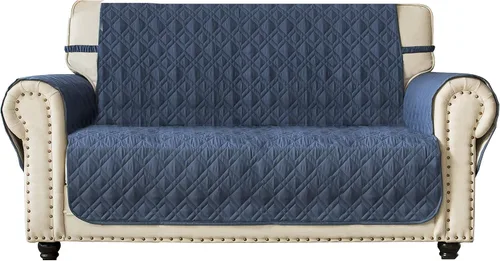 Vista 9 de Ameritex - Funda protectora para sillón de dos puestos, impermeable, acolchada, con revestimiento antideslizante de huellitas, para perros, niños