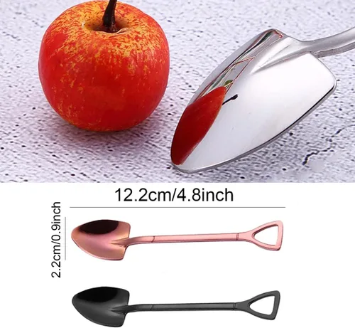 Vista 2 de Rolin Roly Juego de 6 cucharas coloridas de pala, cucharas de café, cucharas de postre de acero inoxidable, cucharas de cena de arco iris, cucharas