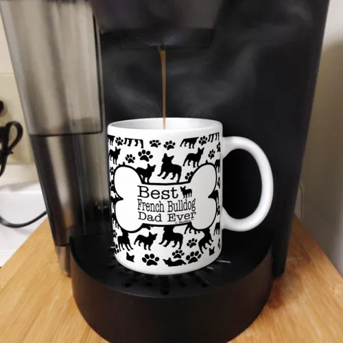 Vista 5 de ThisWear Dog Owner Gifts Best French Bulldog Dad Ever Paw Pattern Gift - Taza de café de cerámica de 11 onzas con mango y patrón de hueso