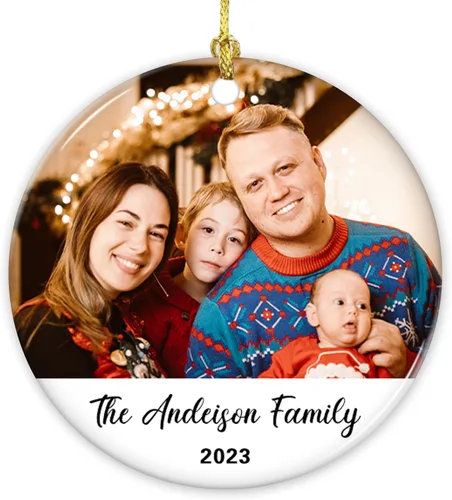 Vista 8 de Adornos de Navidad personalizados con foto, adorno de Navidad personalizado, decoración única para colgar del árbol de Navidad para baby shower, A1