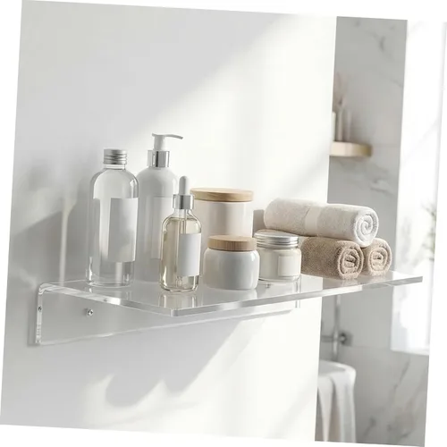 Vista 8 de ULTECHNOVO Estante de acrílico para pared, 2 estantes flotantes de acrílico, estante de pared transparente, ahorro de espacio, organizador flotante