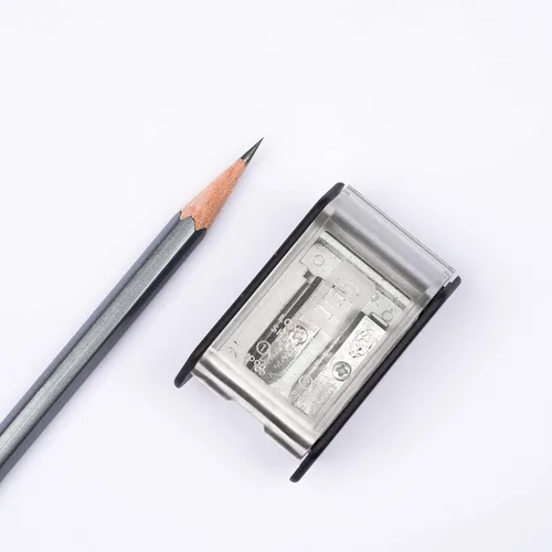 Vista 3 de Blackwing Sacapuntas de punta larga de dos pasos, color blanco, cuchillas de acero alemán, paquete de 1