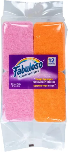 Vista 9 de Esponjas Fabuloso, Púrpura - Limpiador sin arañazos para platos y superficies - Esponja para lavar platos para una experiencia de limpieza audaz