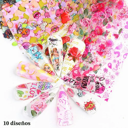 Vista 5 de Calcomanías de arte de uñas para el día de San Valentín, calcomanías de transferencia de arte de uñas, suministros de uñas, labios rosas, corazón