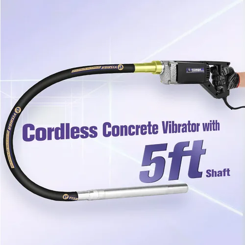 Vista 6 de VISHIGH Herramienta vibradora de hormigón de 800 W, motor vibrador de hormigón eléctrico con eje de 5 pies (4.9 ft), herramienta de construcción