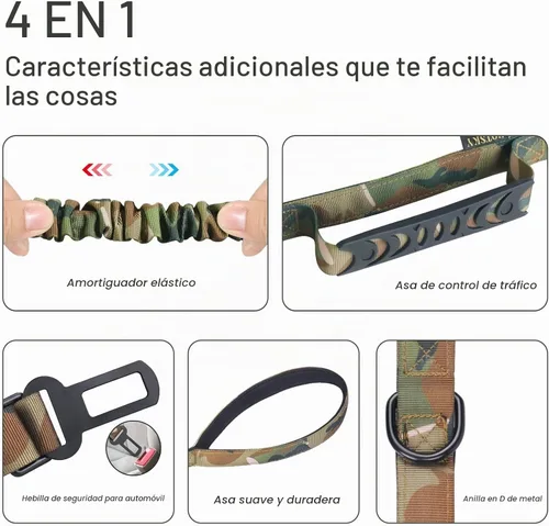 Vista 4 de Hotsky Bungee táctico que absorbe los golpes, correa fuerte para perro, CP