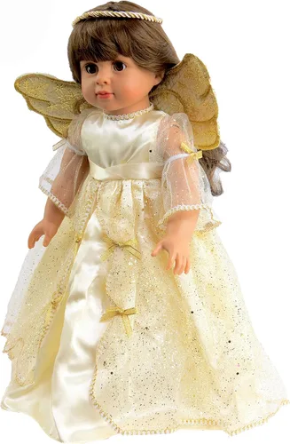 Vista 2 de American Fashion World Traje de ángel de Navidad para muñecas de 18 pulgadas Calidad premium y diseño moderno Ropa de muñecas para marcas