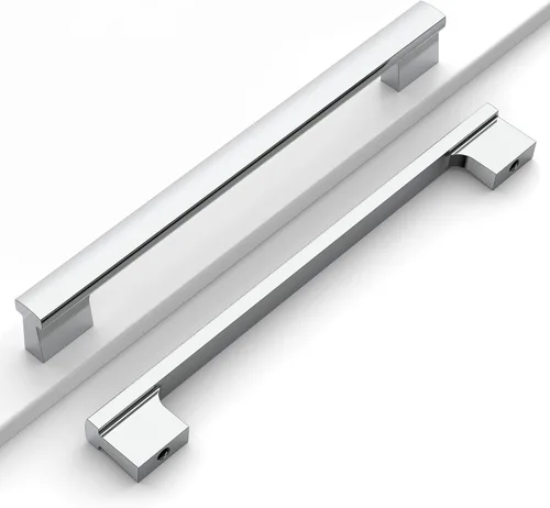 Vista 28 de Paquete de 12 manijas de níquel satinado cepillado de 5 pulgadas (5.039 in) para gabinetes de cocina, tiradores de cajones de cocina, accesorios