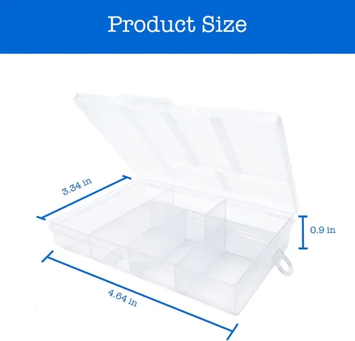 Vista 3 de TeTeBak Caja Organizadora de Plástico con Divisores - 2 PCS Contenedores de Plástico Pequeños con Compartimentos, Caja de Almacenamiento de 6