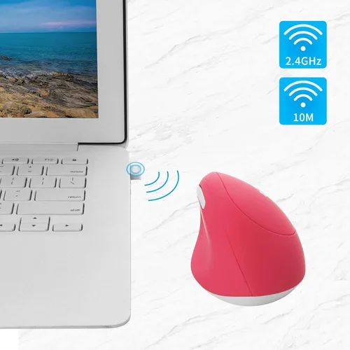 Vista 7 de Super Space Ratón inalámbrico vertical, mouse ergonómico recargable, 6 botones de 400 mAh con 800/1200/1600 DPI ajustable, compatible