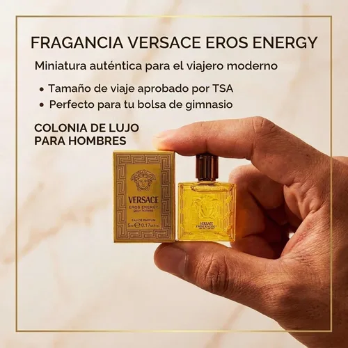 Vista 2 de Versace Eros Energy Mini Colonia para Hombre, EDP Splash Amarillo 0.17 oz, Tamaño de Muestra