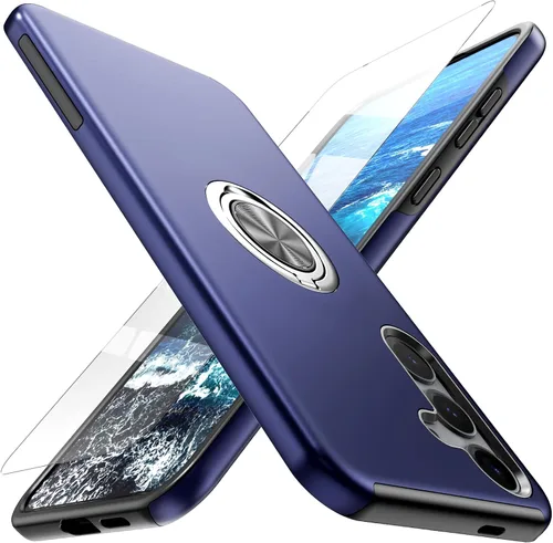 Vista 10 de Funda para Samsung Galaxy S26 con protector de pantalla de vidrio templado, híbrida 2 en 1, funda protectora delgada duradera con anillo magnético