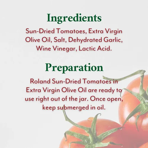 Vista 5 de Roland Foods Tomates secos al sol en aceite de oliva virgen extra, tarro de 3 onzas, paquete de 4