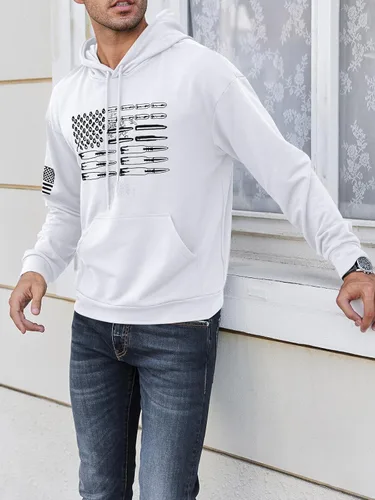 Vista 5 de Vdnerjg Sudaderas con capucha para hombre, de manga larga, con estampado de la bandera estadounidense, con cordón