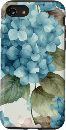 Vista 18 de Watercolor Shabby Chic Blue Hydrangeas Flower Case for iPhone 17