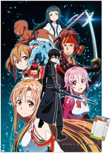 Vista 12 de Trends International Sword Art Online - Póster de pared Key Art 2, 22.4 pulgadas de largo x 14.7 pulgadas, versión enmarcada en madera de granero