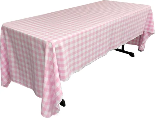 Vista 34 de LA Linen Mantel rectangular de poliéster Gingham a cuadros 60 por 84 pulgadas, blanco y verde oscuro