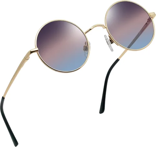 Vista 9 de Joopin - Anteojos de sol retro pequeños redondos hippie con círculo polarizado, protección UV400, metal, para hombres y mujeres