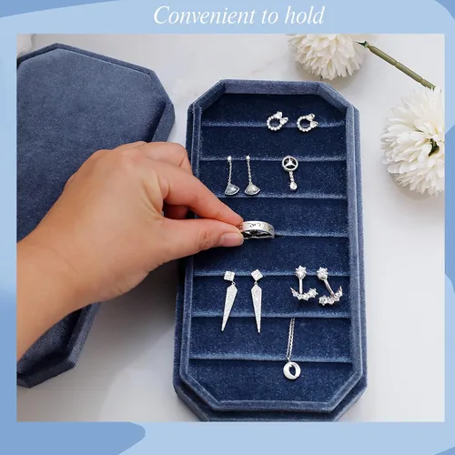Vista 6 de HCJEBX - Joyero portátil de terciopelo, organizador multifunción para joyas, soporte para aretes, caja de joyería de viaje, regalo adecuado
