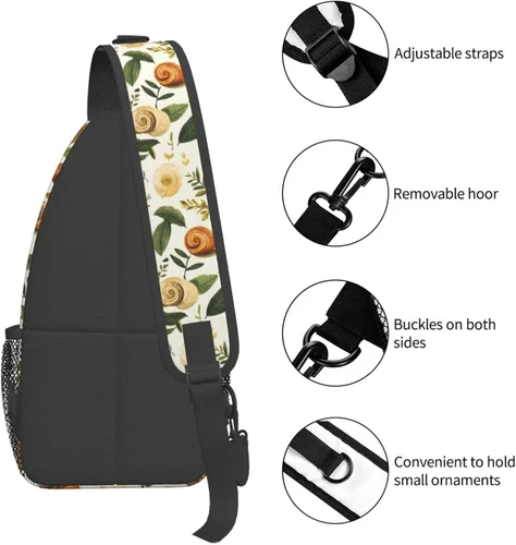 Vista 3 de Small Crossbody Bags for Women Men - Vintage Snail Leaves Print Adjustable Shoulder Bag Fanny Packs Belt Sling Bag Crossbody Purses Backpack for
