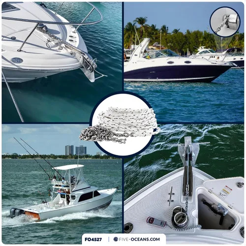 Vista 7 de Five Oceans Windlass Anchor Rode y cadena, cuerda de anclaje empalmada a mano y kit de cadena, cuerda de nailon de 3 hebras, cadena de acero