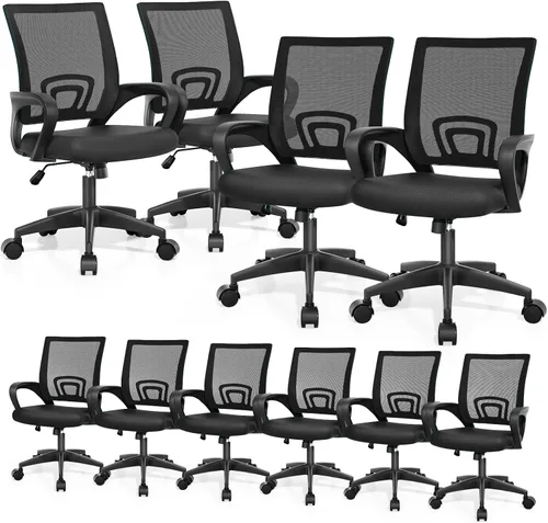 Vista 17 de Magshion Silla ergonómica de escritorio de oficina, silla de computadora de malla con respaldo medio, silla giratoria con respaldo transpirable
