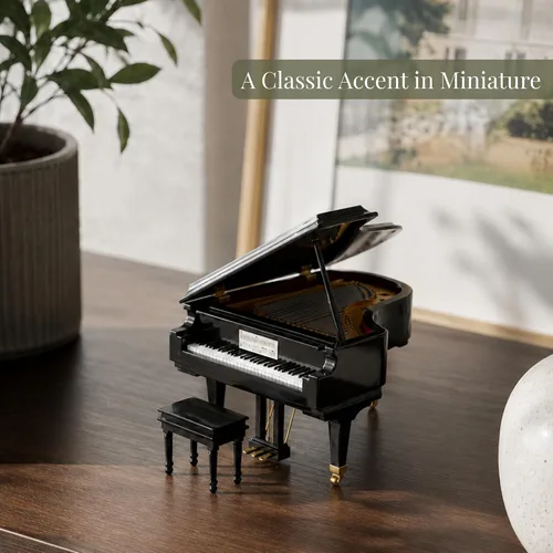 Vista 7 de Black Baby Grand Piano caja de música con bancay funda negra – Toca Para Elisa