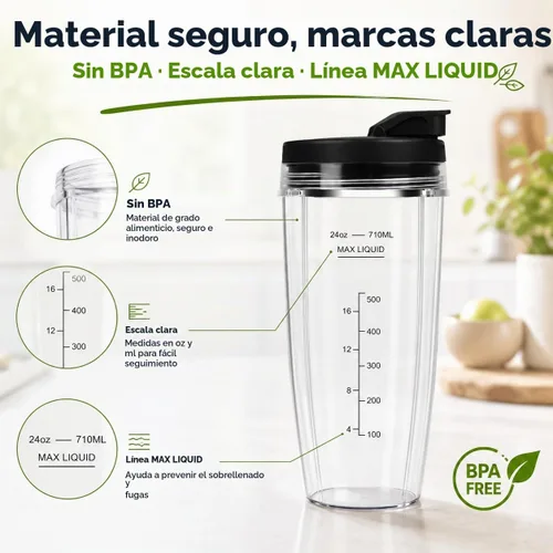 Vista 7 de Vasos de licuadora de repuesto para Ninja, vasos de licuadora Ninja de 24 onzas con tapas para llevar compatibles con Ninja BN401, BL450, BL456