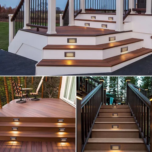 Vista 7 de SUNVIE Luces de paso de bajo voltaje, luces LED de escalera para exteriores de 5 W con placa frontal de rejilla horizontal para escalones