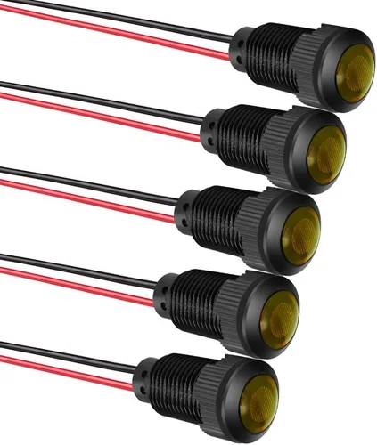 Vista 10 de Gebildet 5 piezas de luz piloto indicadora LED de plástico AC/DC 12-24V, tamaño del orificio de montaje 12 mm (rojo/naranja/azul/verde/blanco)