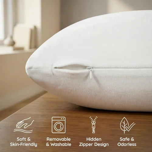 Vista 6 de AM AEROMAX - Cojín de espuma viscoelástica de 12 x 20 pulgadas, rectangular, color blanco Decora la cama/sofá/sofá La forma lumbar llena