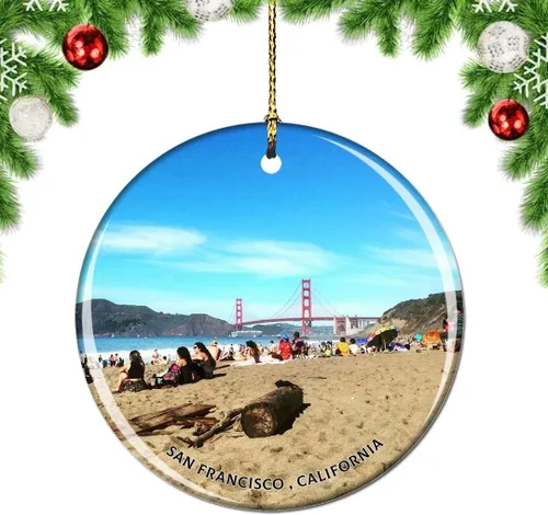 Vista 16 de California San Francisco 16 Avenue Tiled Steps USA Christmas Tree Ornamento Decoración Colgante Colgante Decoración Ciudad Viaje Souvenir Colección