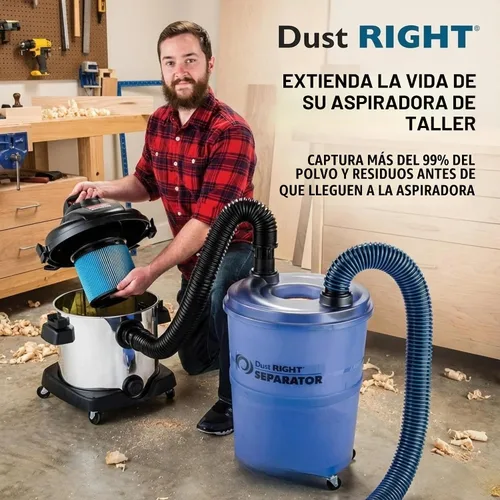 Vista 6 de Dust Right Separador de polvo + manguera Flex-Form de 36 pulgadas, colector de polvo ciclón que separa aserrín, astillas de madera, desechos y más